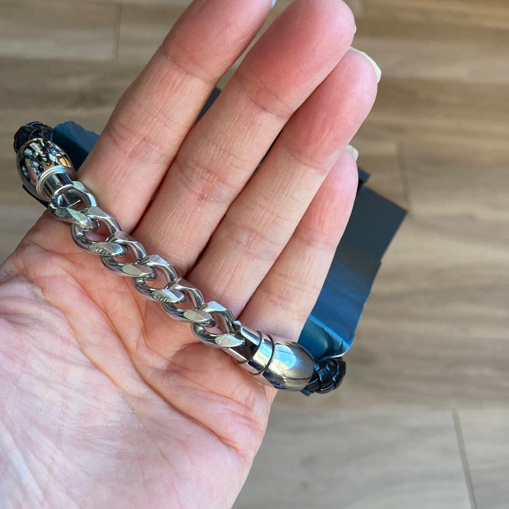 Creed Stainless Steel chain and braided Black  Bracelet - Picture 4 of 10